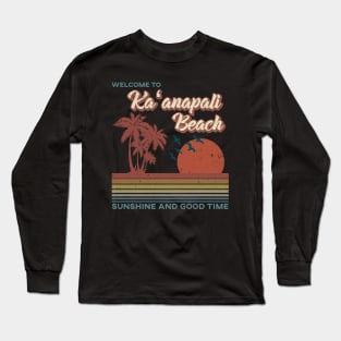 Ka'anapali Beach - Ka'anapali Beach Retro Sunset Long Sleeve T-Shirt